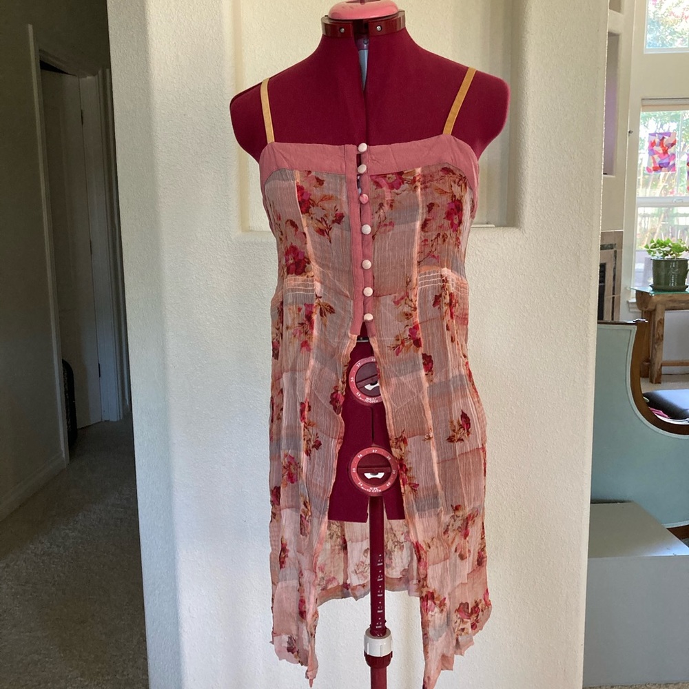Anthropologie Feather and bone long sheer tank